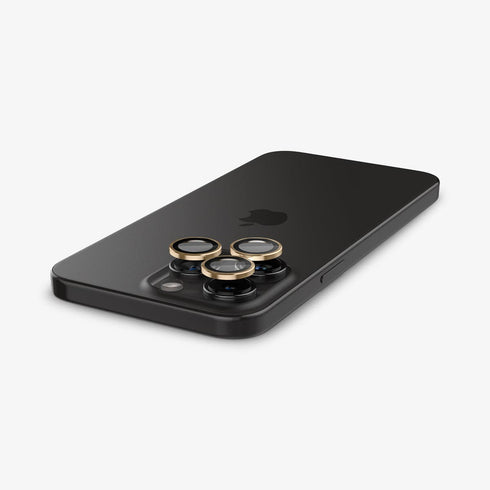AGL07163 - iPhone 15 Pro / 15 Pro Max Optik Pro Lens Protector in natural titanium showing the device